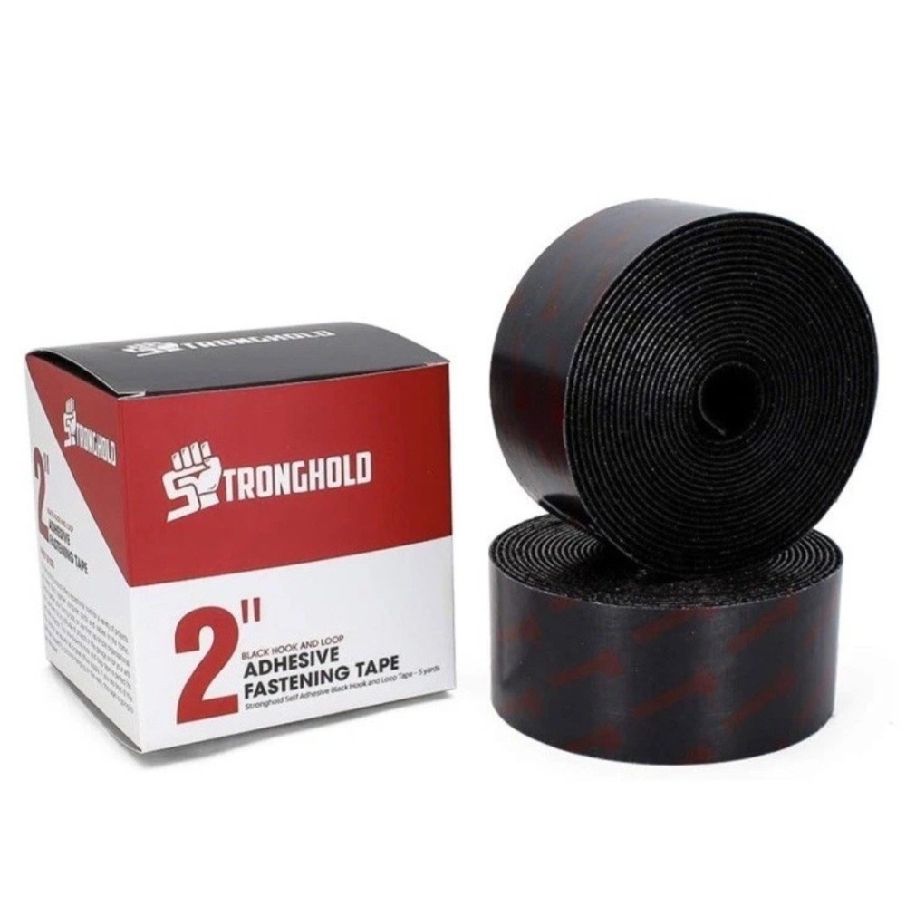 (4) Stronghold 2 Inch Adhesive Fastening Mounting Tape Hook And Loop 5 Yard Set